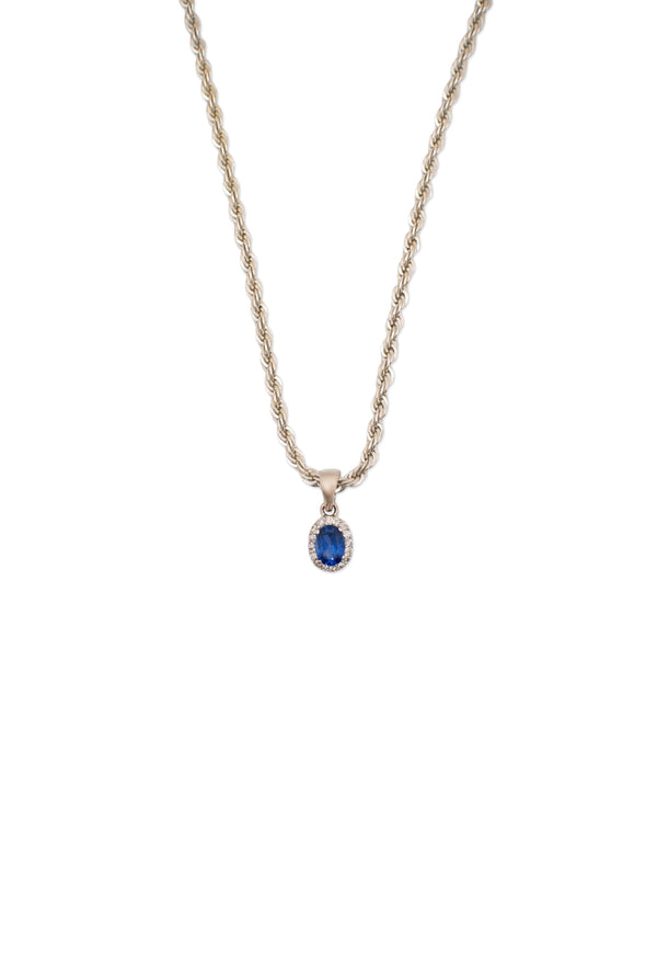 Blue Sapphire Halo Necklance – The Liora